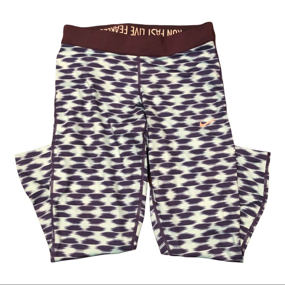 Nike Purple and White Patterned Leggings - Picture 1 of 8